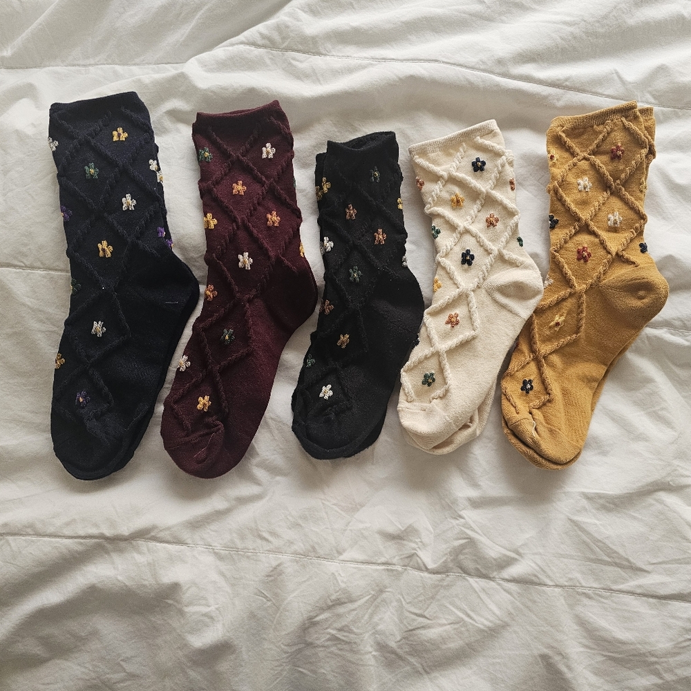 Colorful Embroidered Socks Set